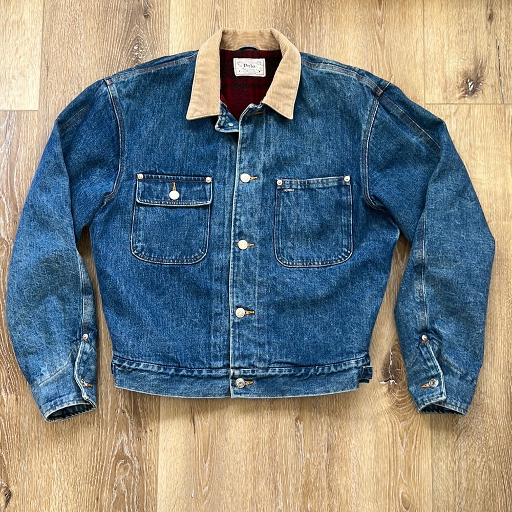 Vintage Polo Ralph Lauren Denim Jacket Blanket Lined Men’s Medium